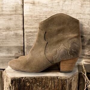 Isabel Marant Dicker Boots Womens Suede Zip Ankle Booties Heel Euro Size 36